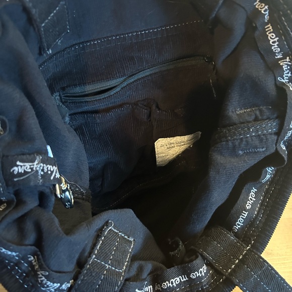 Thirty one black corduroy retro metro tote with embroidery - Picture 2 of 3